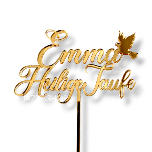 Individueller Caketopper "Heilige Taufe/Kommunion" mit Taube