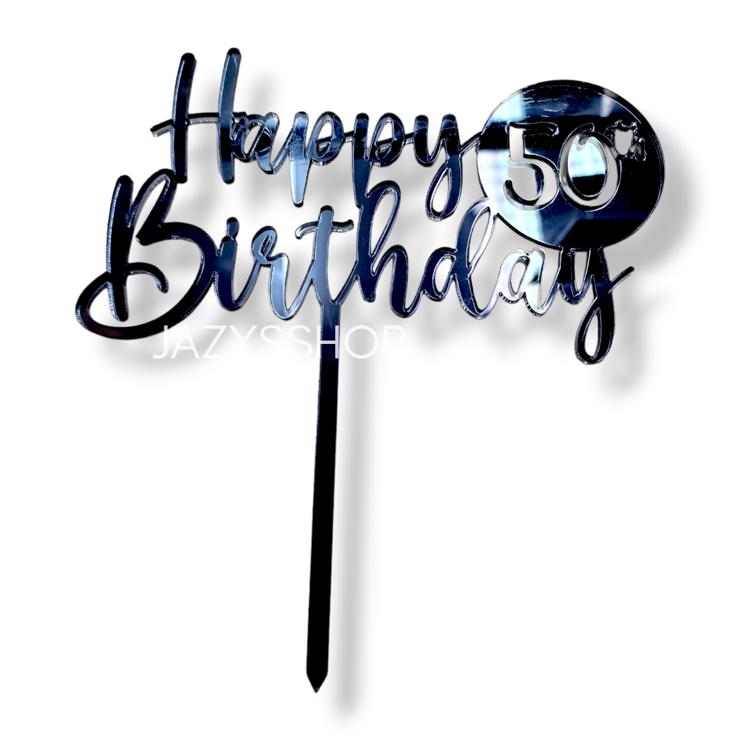Acryltopper - Happy 50th Birthday Anthrazit