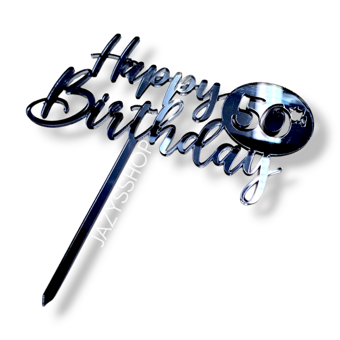Acryltopper - Happy 50th Birthday Anthrazit