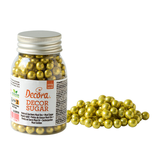 Decora Zuckerperlen Maxi Metallic Gold 100 gr. MHD 9/25