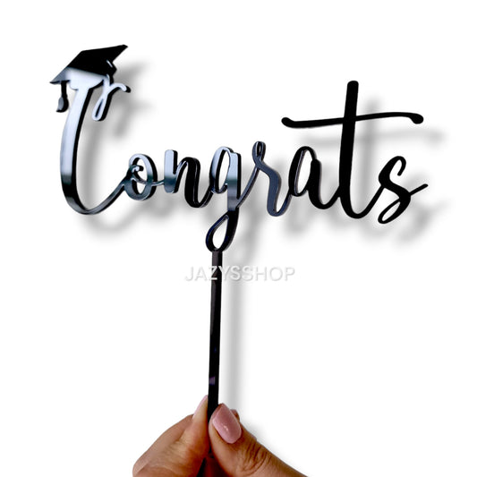 Acryltopper Congrats mit Cap (Abschluss)