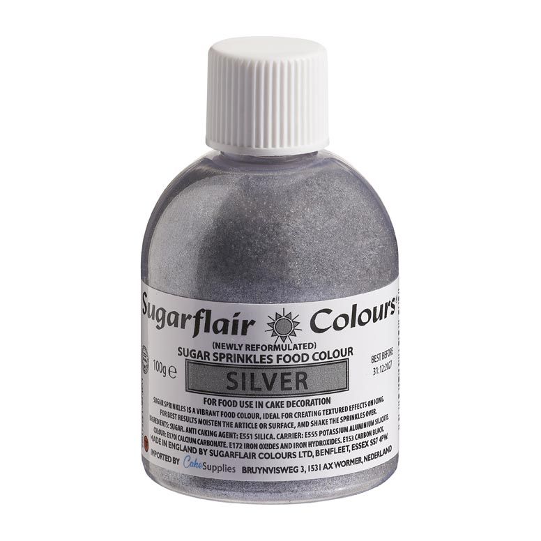 Sugarflair Glitzer Streusel - Silber 100gr.