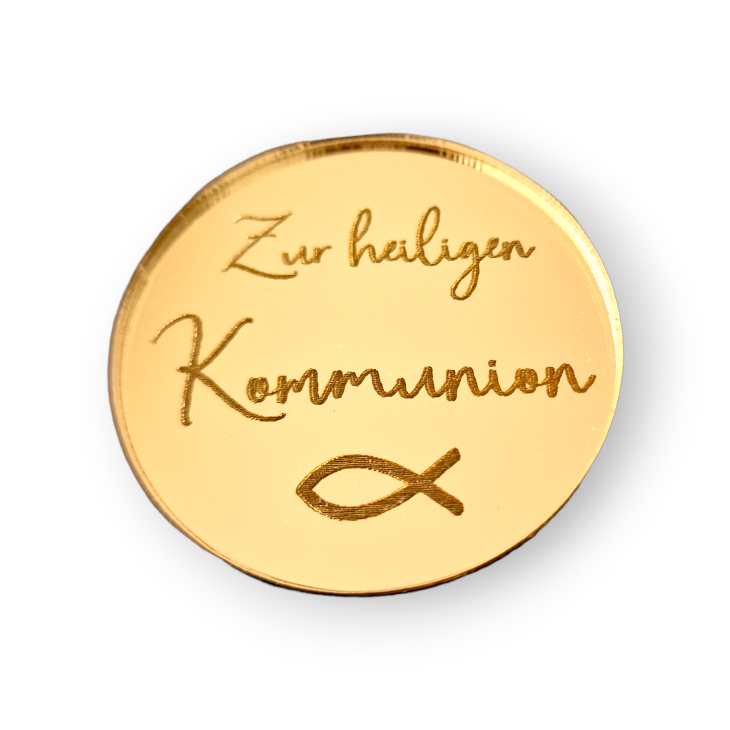 Acryl Plakette Rund Kommunion mit Fisch