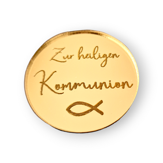 Acryl Plakette Rund Kommunion mit Fisch