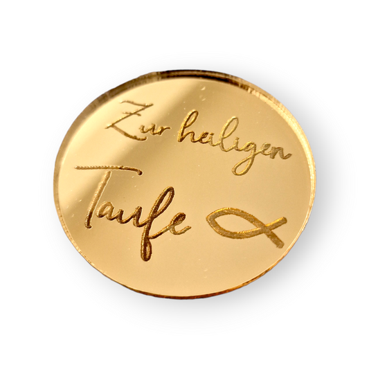 Acryl Plakette Rund Taufe mit Fisch