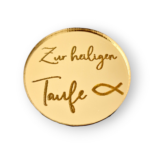 Acryl Plakette Rund Taufe mit Fisch
