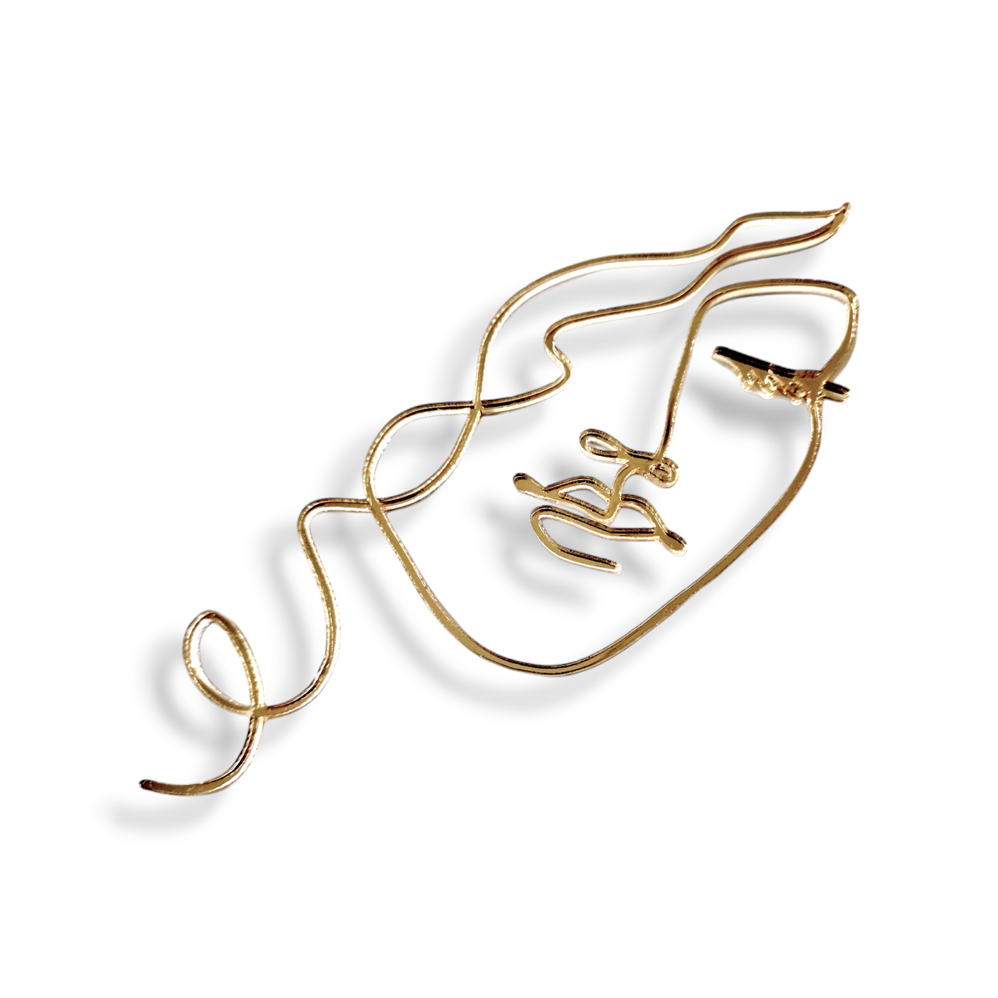 One Line Face Charm Curly
