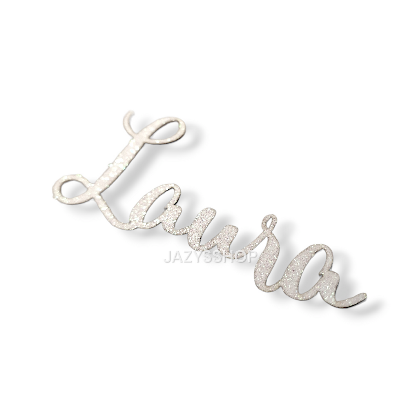 Wunsch Charm Kartonpapier Weiß Glitzer