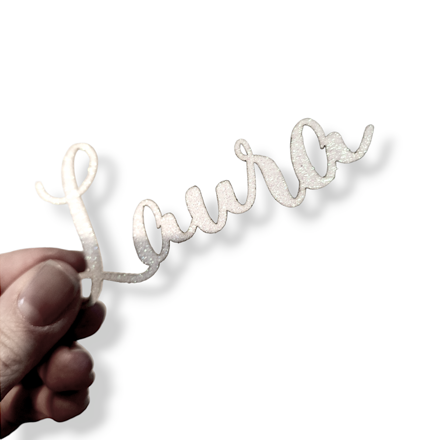 Wunsch Charm Kartonpapier Weiß Glitzer