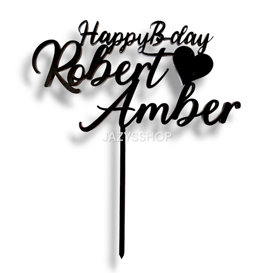 Individueller Caketopper Happy B-day+Doppelname