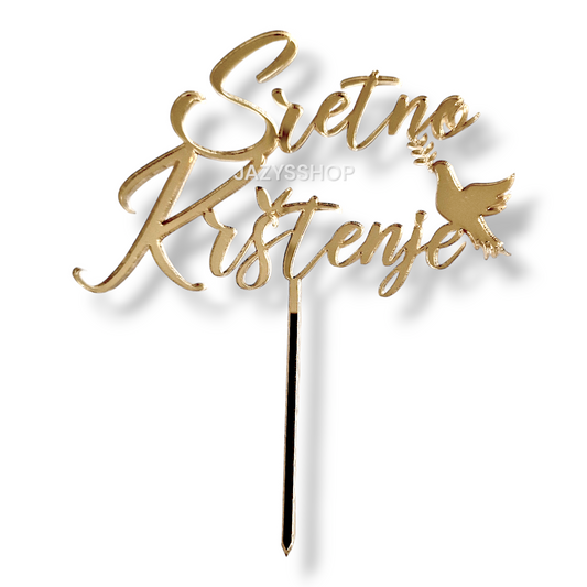 Individueller Caketopper Sretno Krstenje (Text veränderbar)