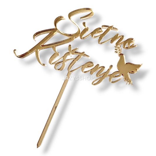 Individueller Caketopper Sretno Krstenje (Text veränderbar)