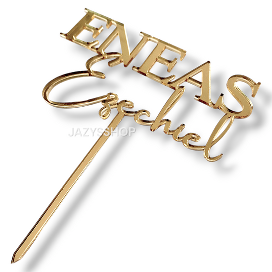 Individueller Doppelname Caketopper Block&Handscript