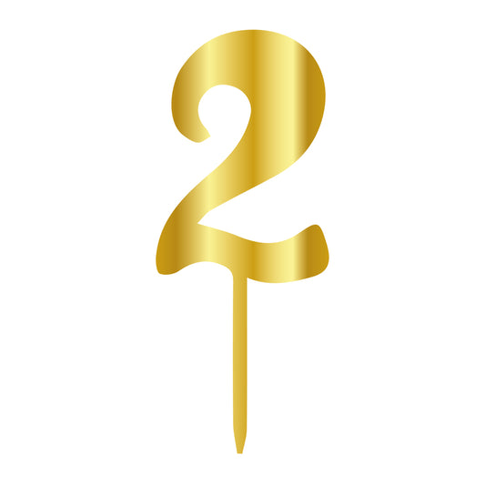 Cake Topper - Klein Gold - Zahl 2