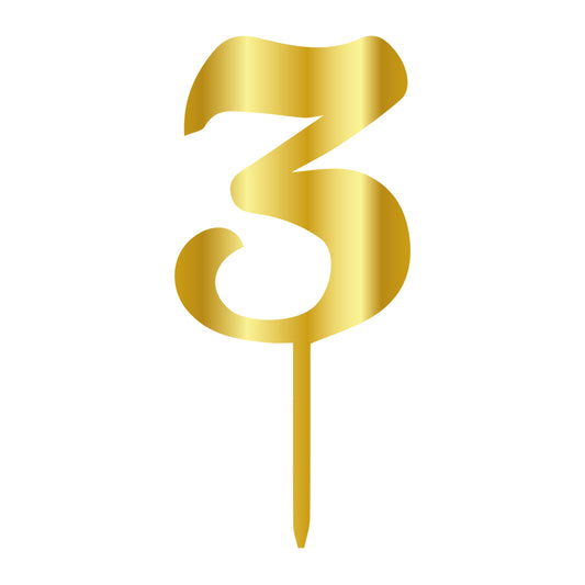 Cake Topper - Klein Gold - Zahl 3