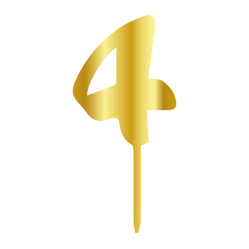 Cake Topper - Klein Gold - Zahl 4