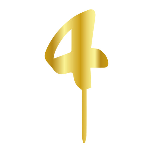 Cake Topper - Klein Gold - Zahl 4