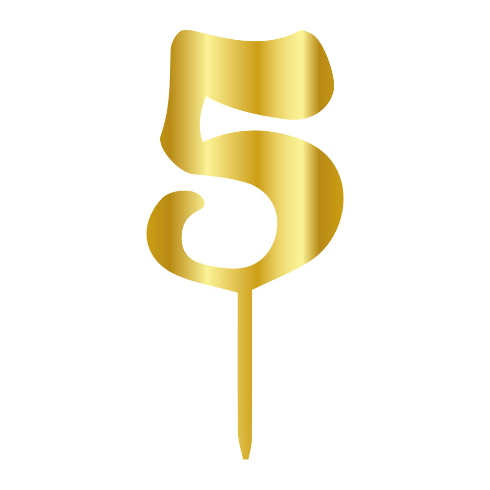Cake Topper - Klein Gold - Zahl 5