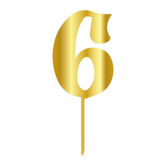 Cake Topper - Klein Gold - Zahl 6