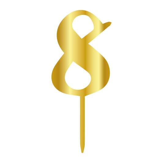 Cake Topper - Klein Gold - Zahl 8