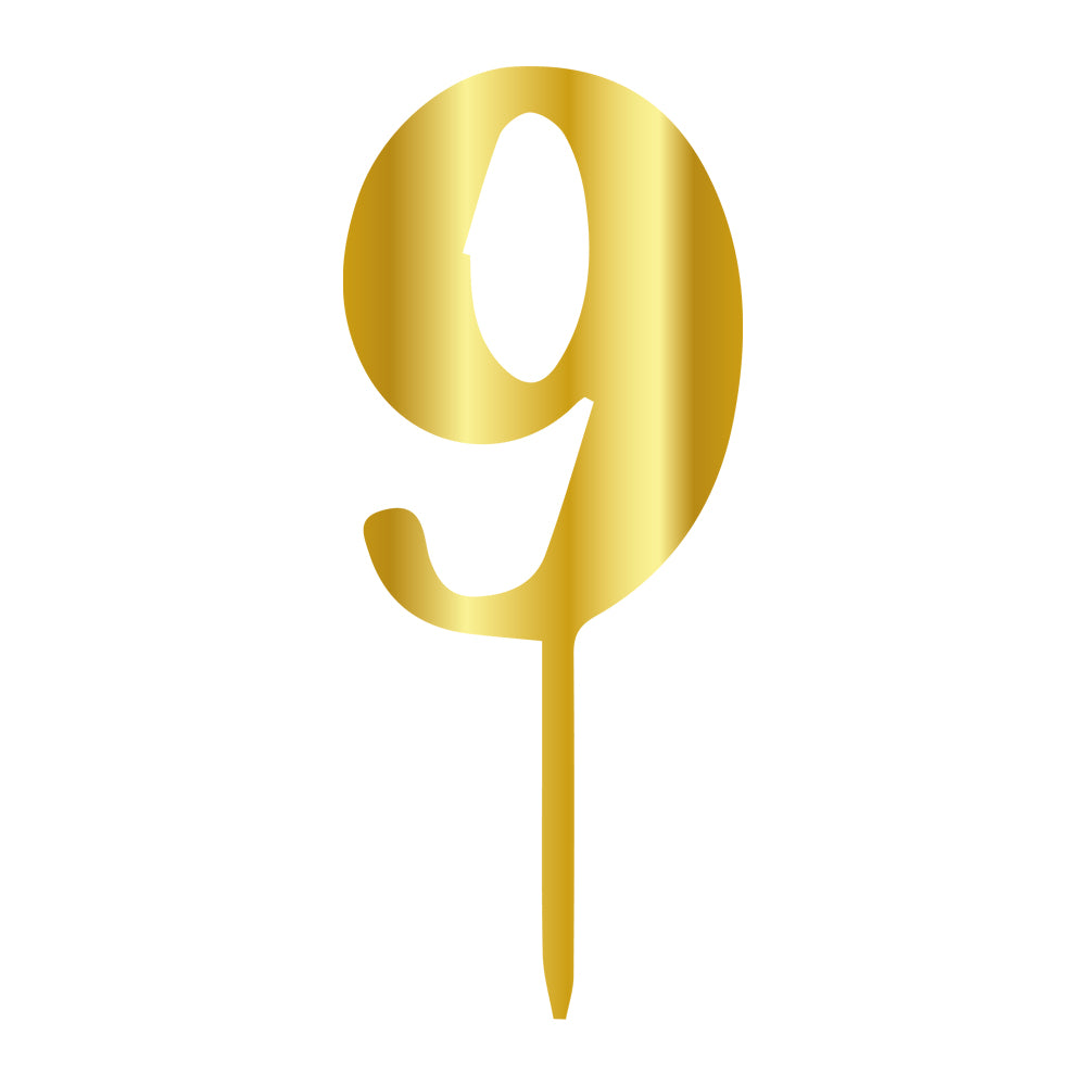 Cake Topper - Klein Gold - Zahl 9
