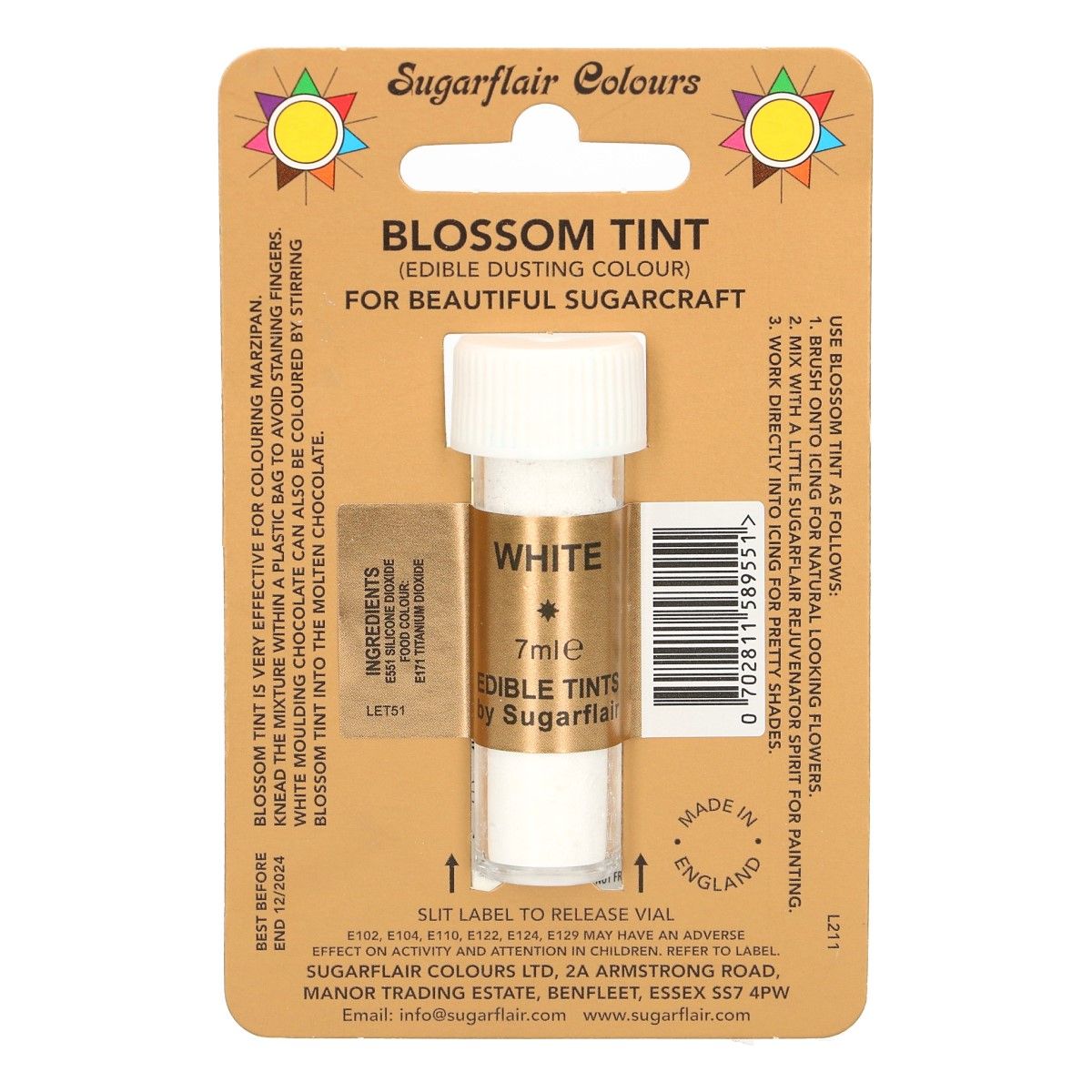 Sugarflair Puderfarbe matt - Weiß 7ml MHD 12/27