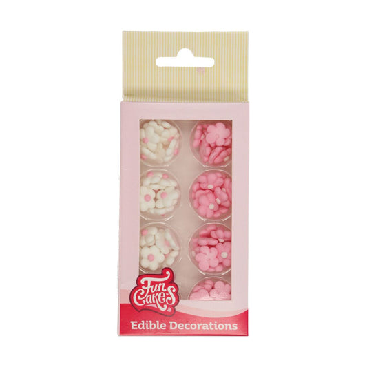 Funcakes Zuckerdekoration Mini Blumen Weiß/Pink 64Stk. MHD 4/26