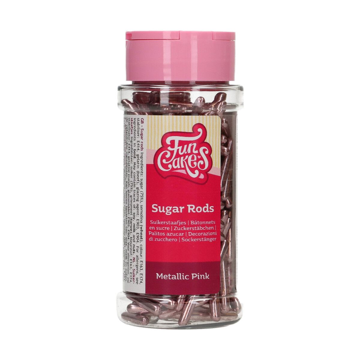 Funcakes Sugar Rods - Metallic Pink 70 gr. MHD 11/25