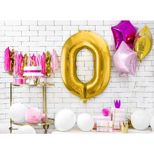Folienballon Ziffer ''0'', 86cm, gold