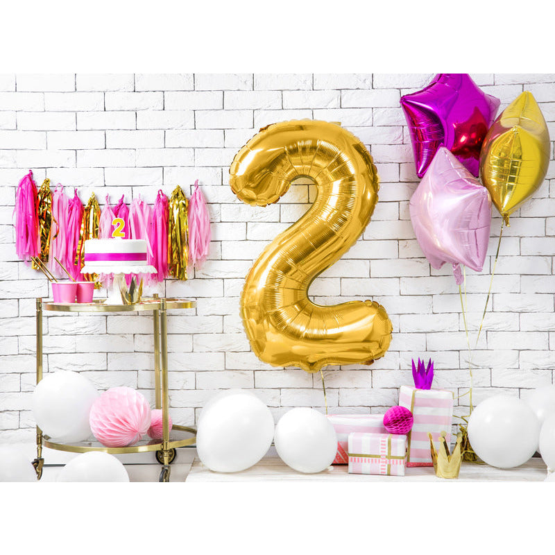 Folienballon Ziffer ''2'', 86cm, gold