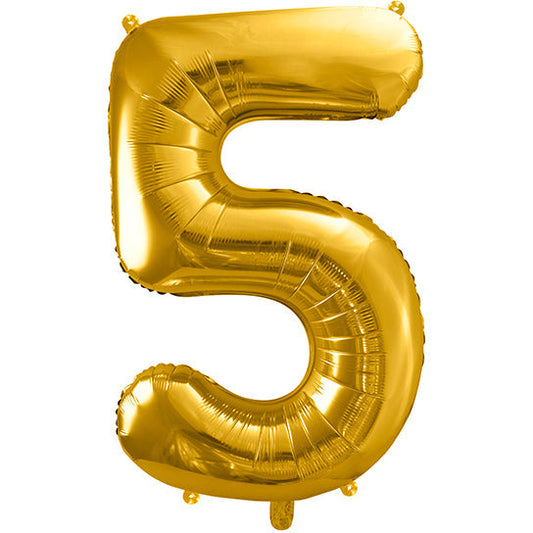 Folienballon Ziffer ''5'', 86cm, gold