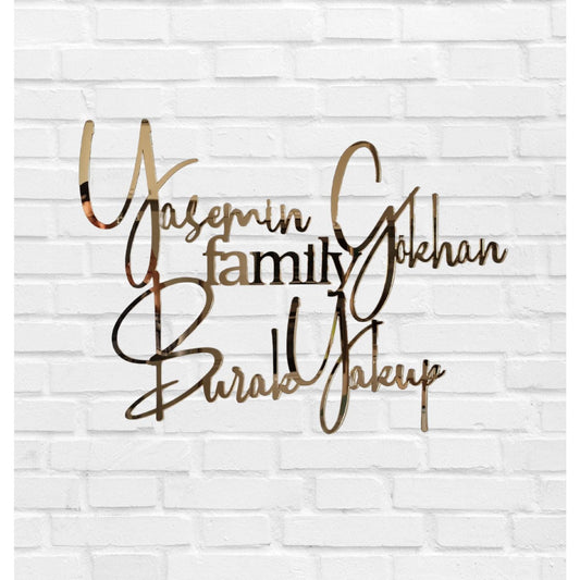 Indiviuelle Wanddeko Family aus Gold Acryl