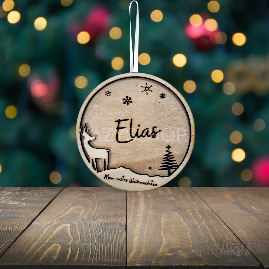 Personalisierte Weihnachtskugel 3D Holz