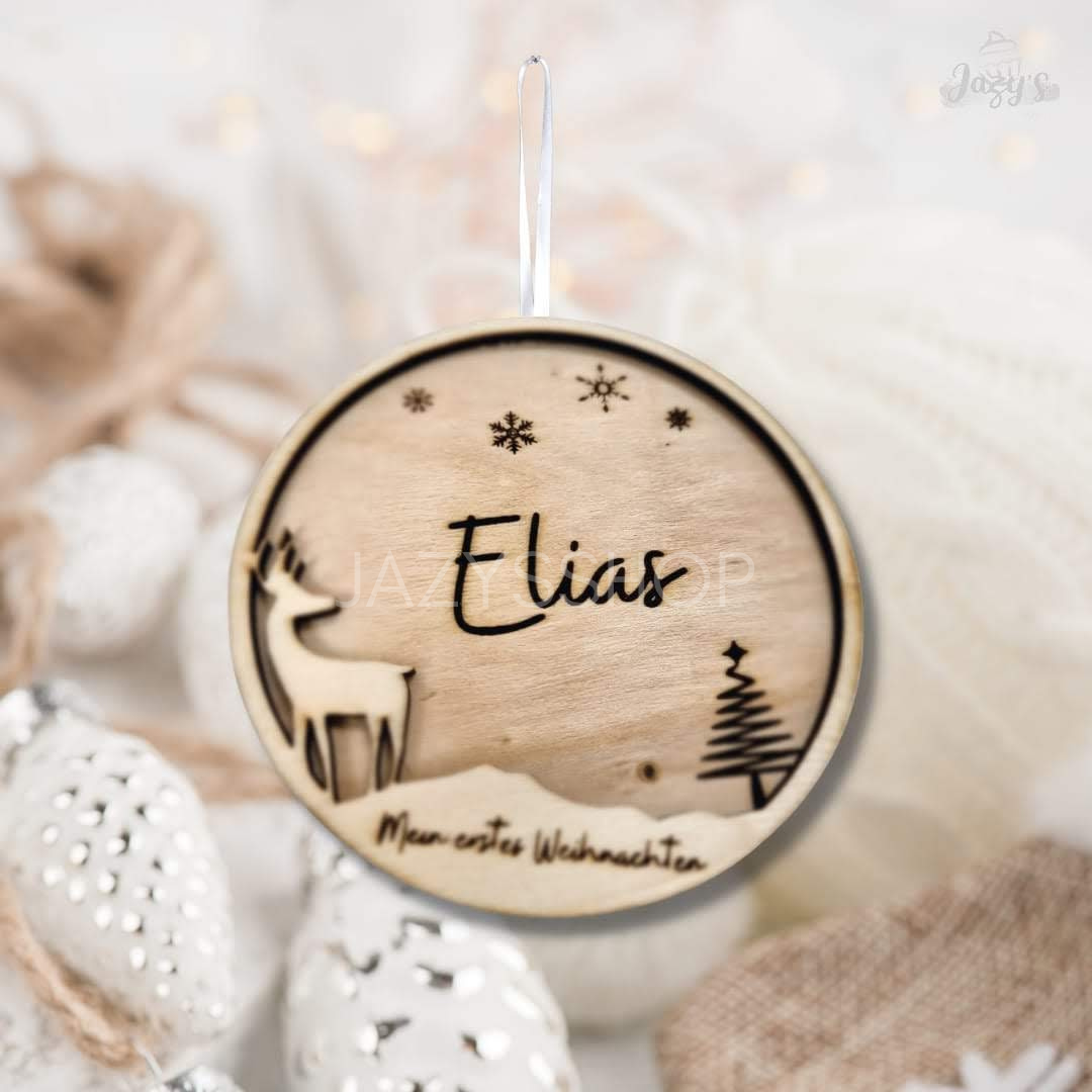 Personalisierte Weihnachtskugel 3D Holz