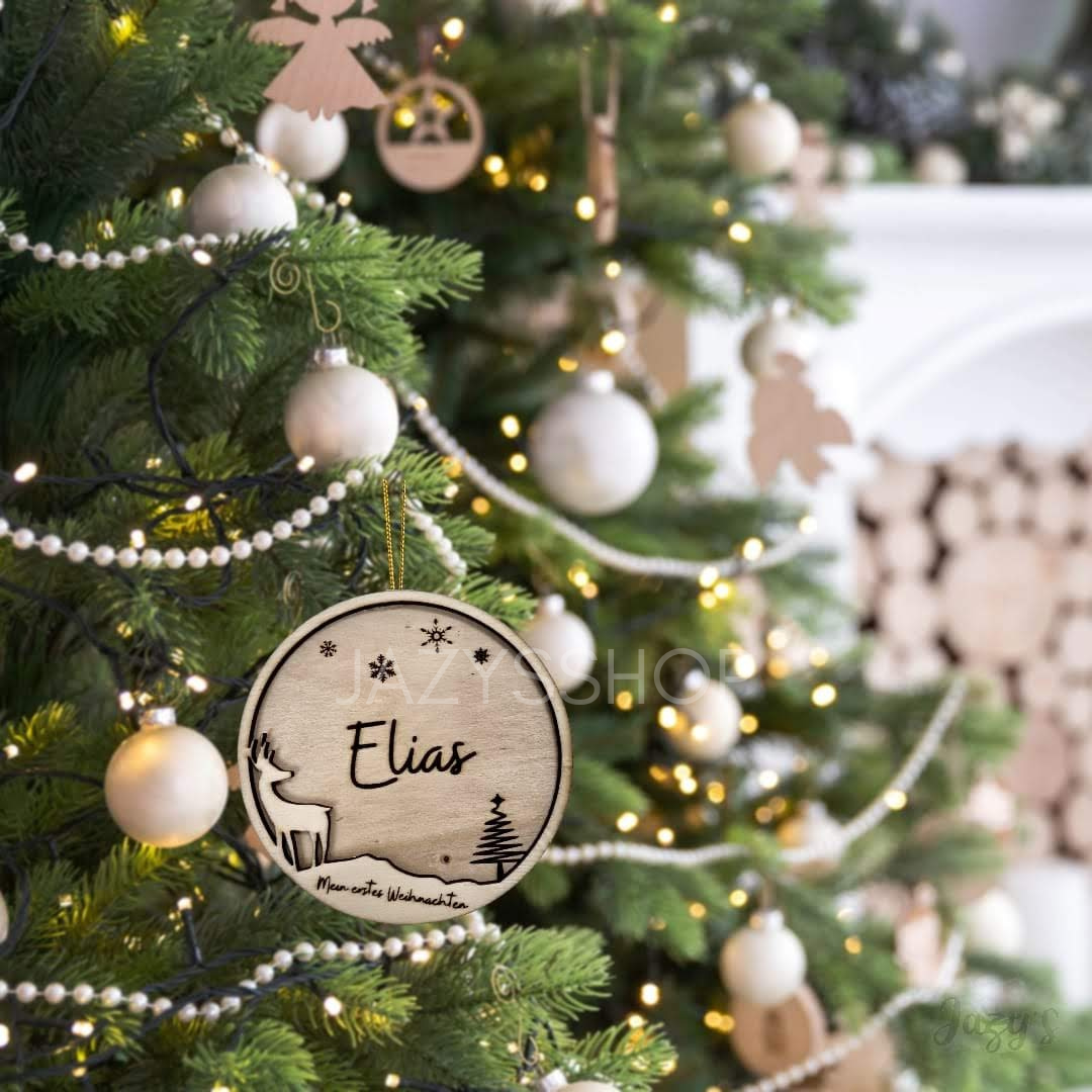 Personalisierte Weihnachtskugel 3D Holz