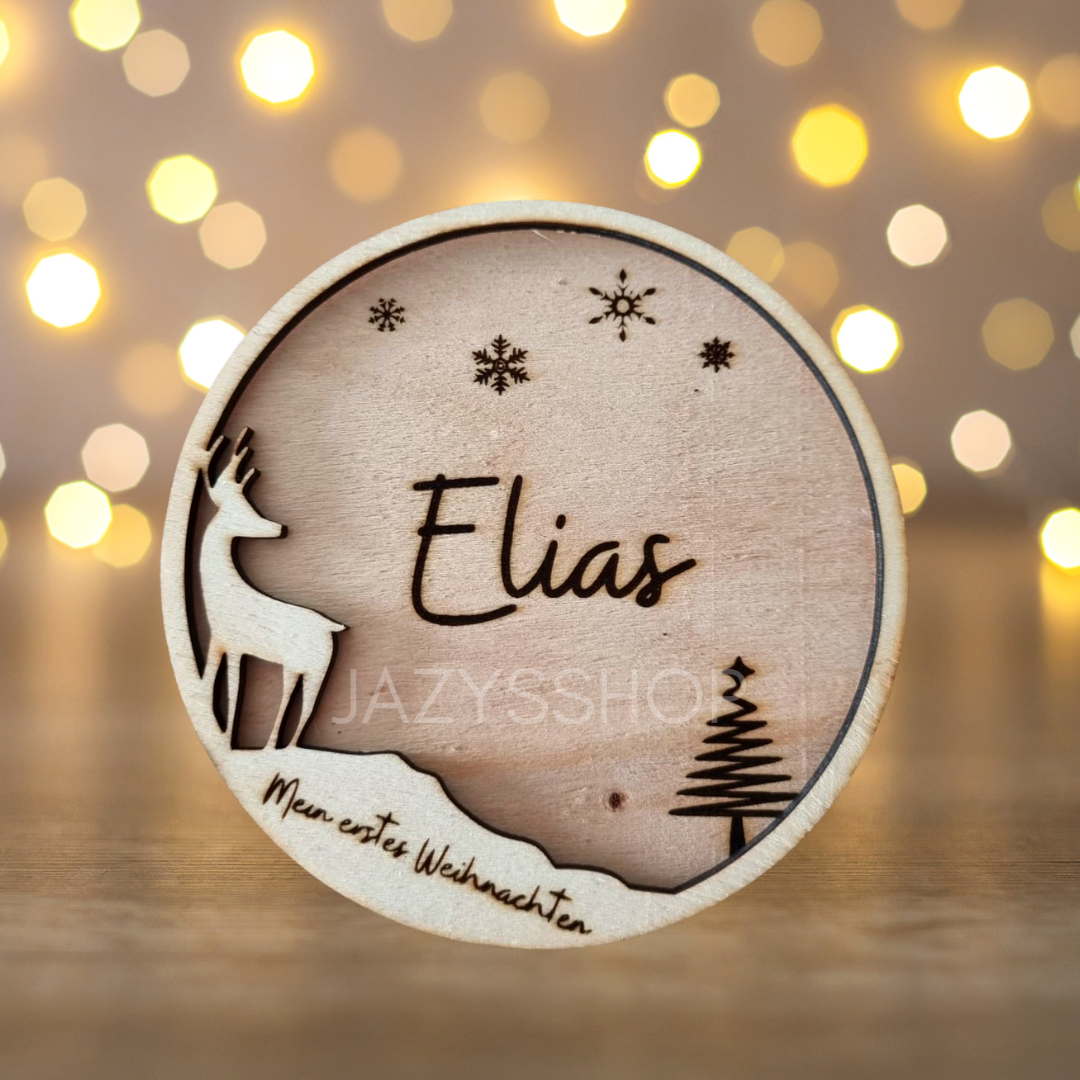 Personalisierte Weihnachtskugel 3D Holz