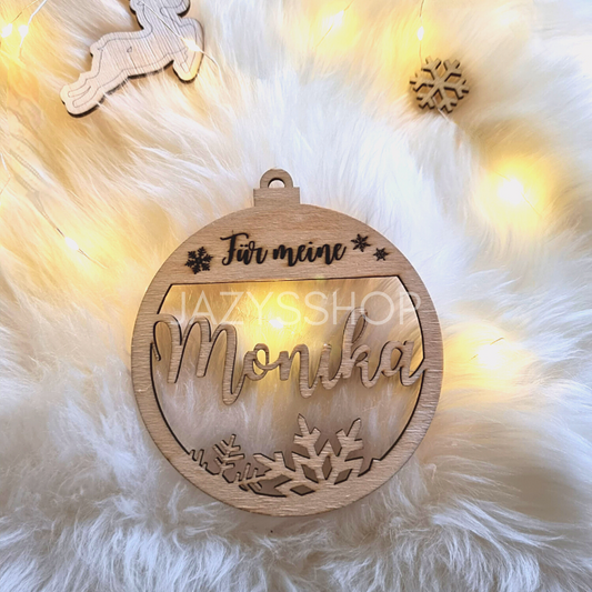 Personalisierte Weihnachtskugel Holz
