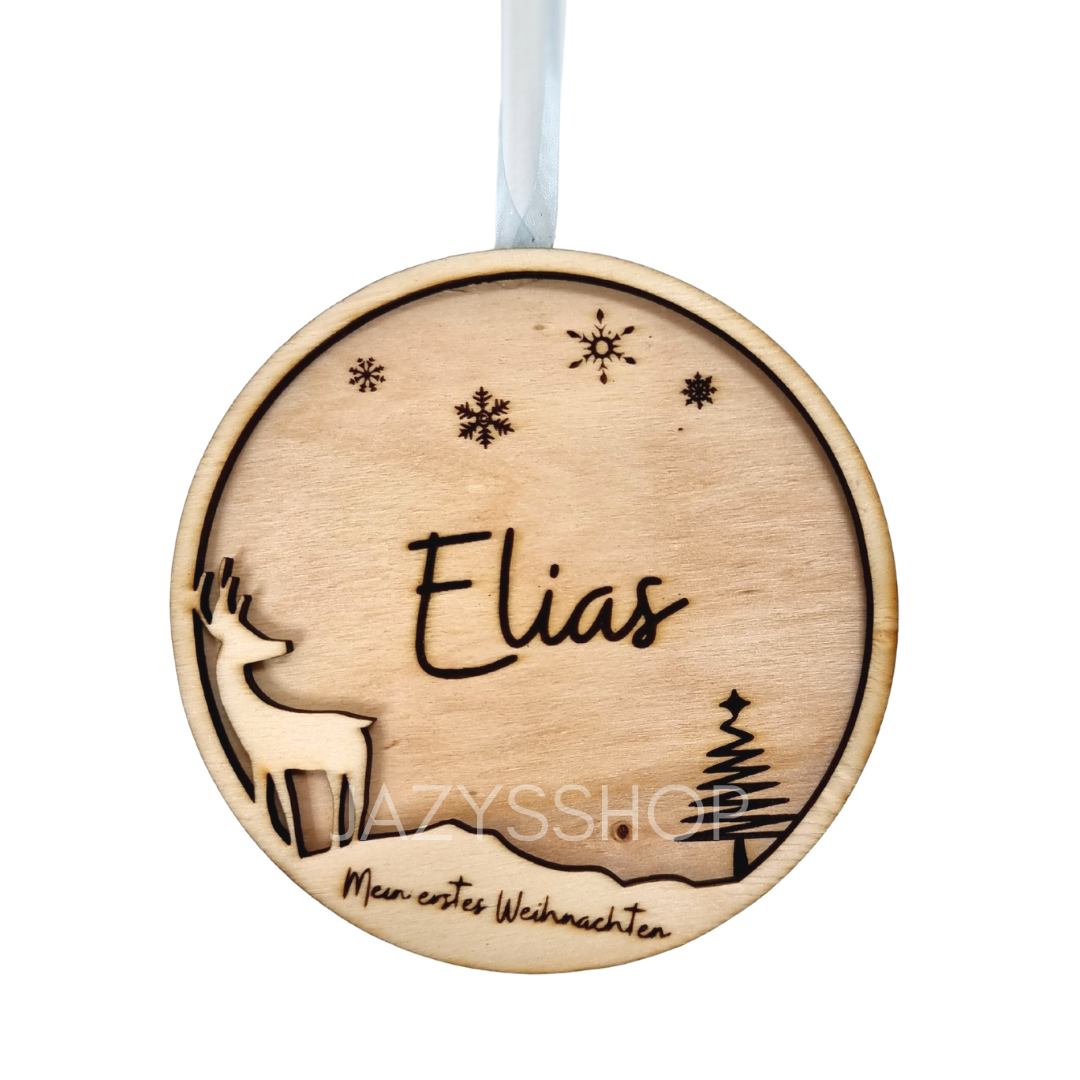 Personalisierte Weihnachtskugel 3D Holz