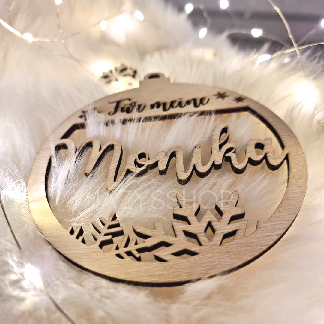 Personalisierte Weihnachtskugel Holz