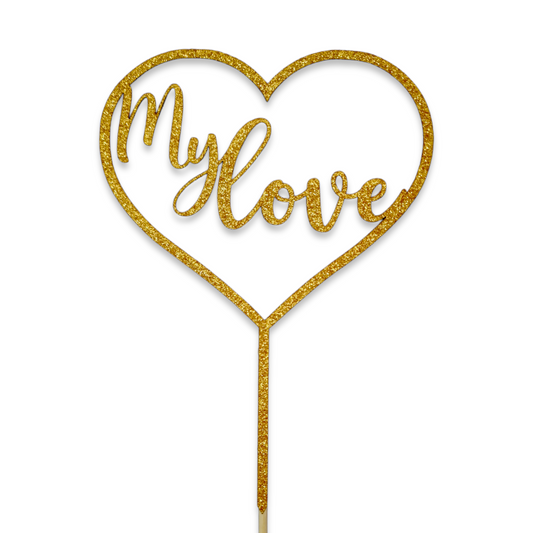 Papiertopper Glitzergold My Love