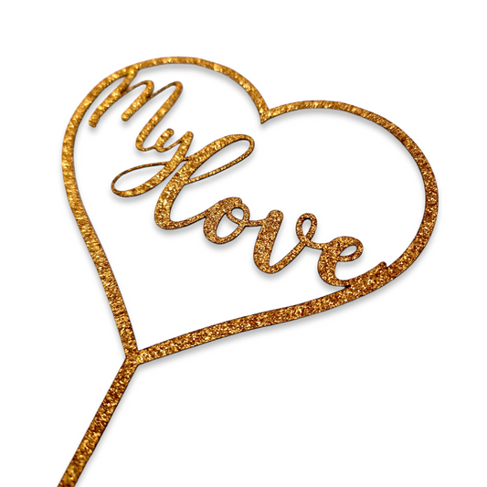 Papiertopper Glitzergold My Love