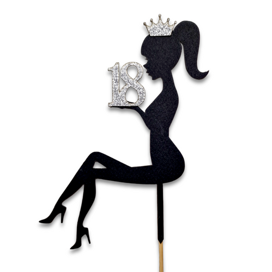 Silhouette Girl Topper mit Wunschzahl