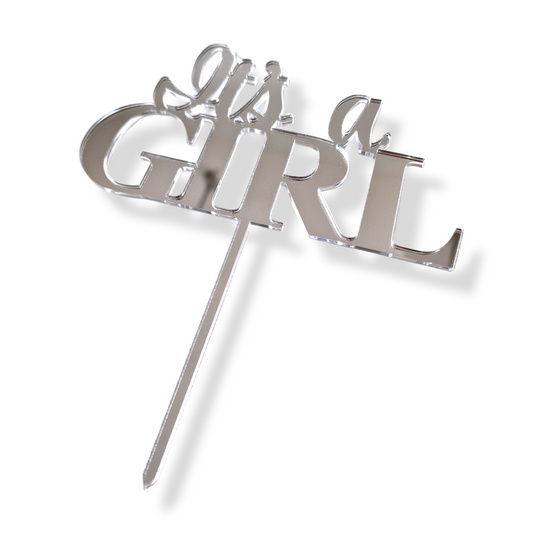 Acryltopper "It's a Girl" Silber