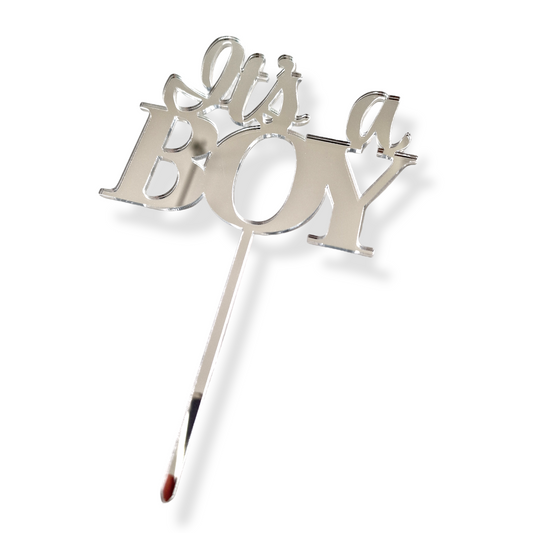 Acrylopper "it's a BOY" Silber