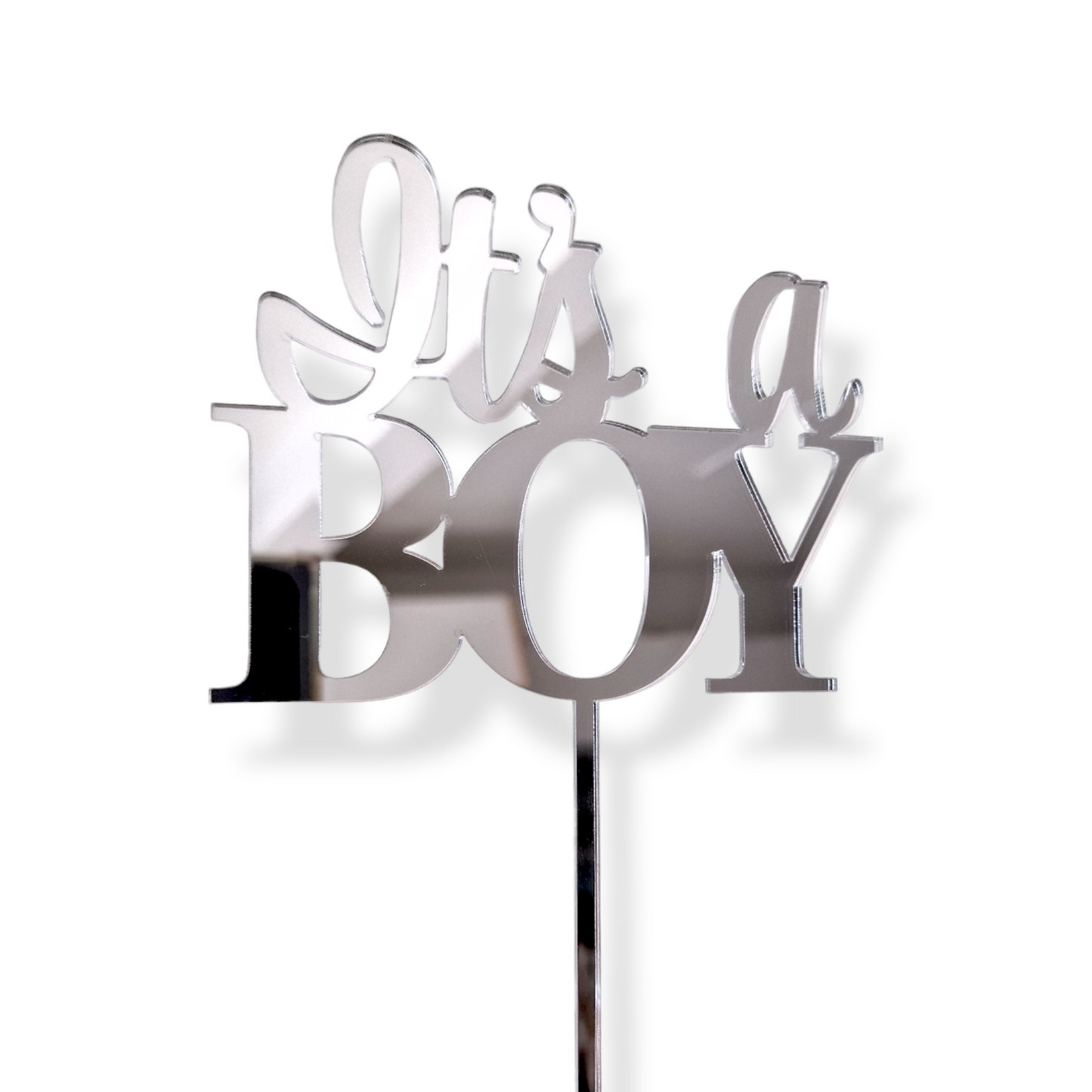 Acrylopper "it's a BOY" Silber