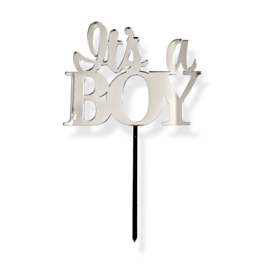 Acrylopper "it's a BOY" Silber