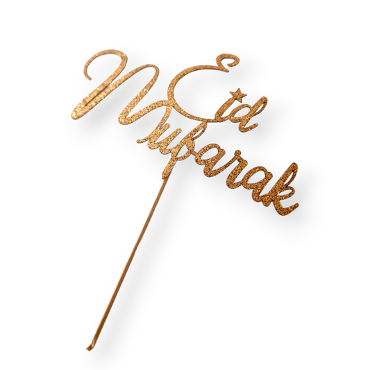 Papiertopper Eid Mubarak 3 Goldglitzer