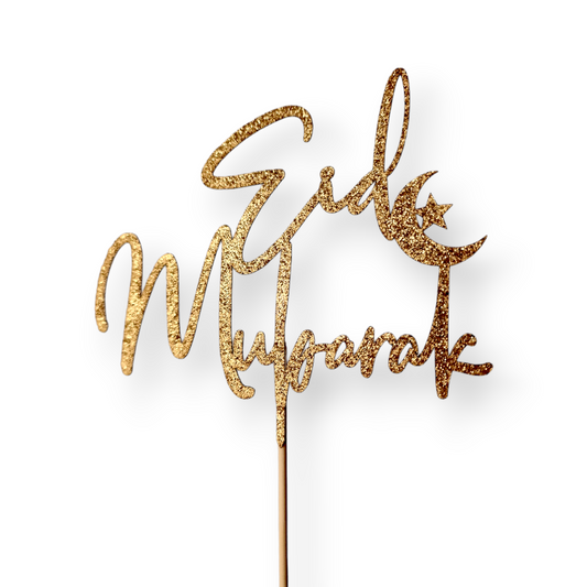 Papiertopper Eid Mubarak 2 Goldglitzer