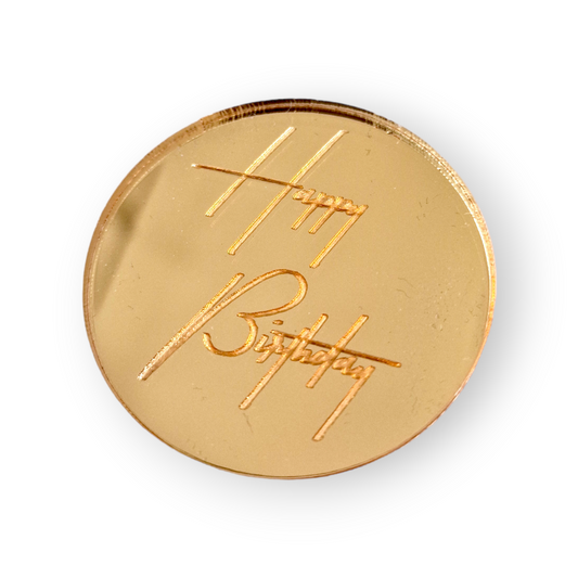 Acryl Plakette Happy Birthday2 Gold/Silber