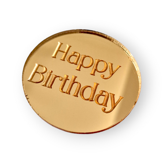 Acryl Plakette Happy Birthday3 Gold